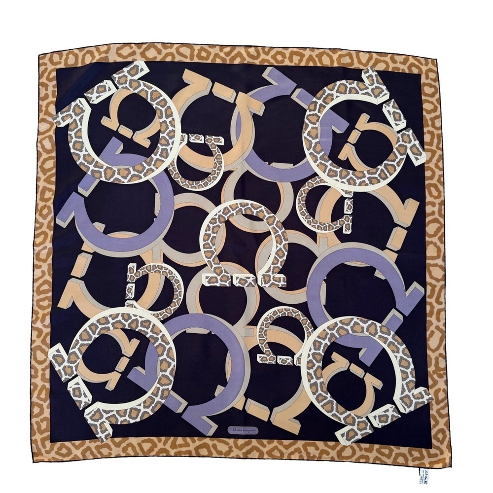 Salvatore Ferragamo Gancini Leopard Cheetah Print Scarf